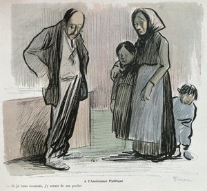 Kritische cartoon over de Assistance Publique door Jean Louis Forain
